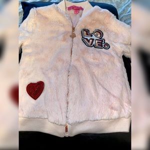 Girls size 6 Betsey Johnson fur coat